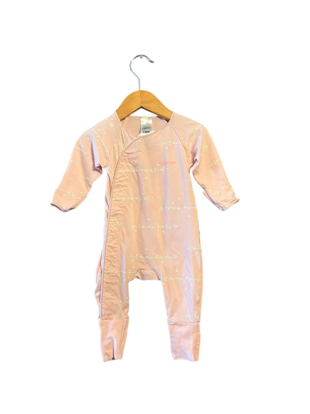 Bonds Pink Script Footed One-Piece